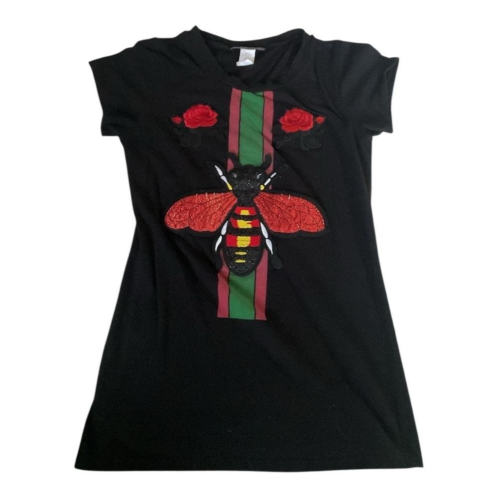 Davida Black Bee Graphic Tee Dress (Shirt Dress) Sz S/M